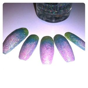 Reusable Glitter Acrylic Ombre Press On Nails